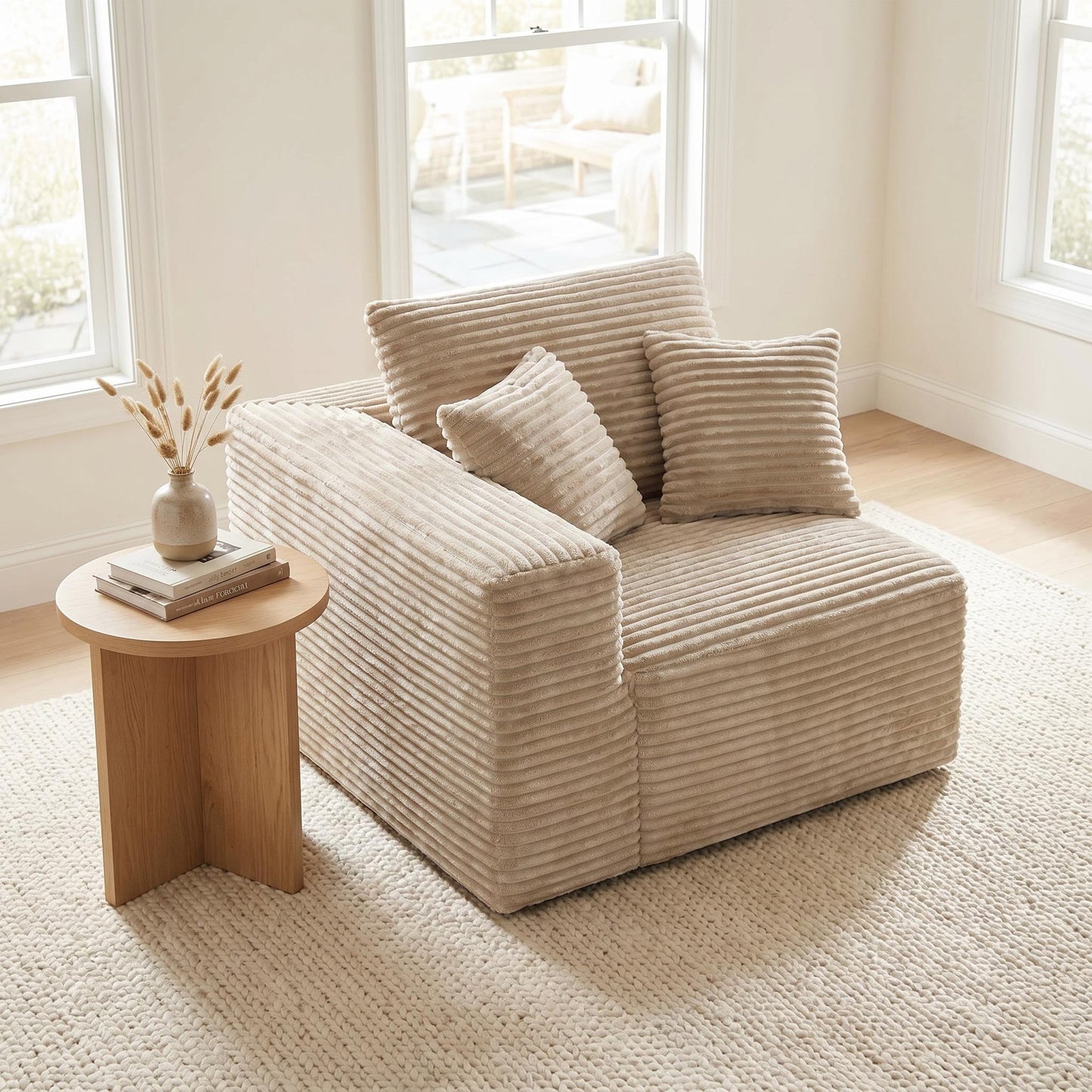 Camel Corduroy Modular Compression Sofa, Legless Floor-Hugging Armless Accent Chair for Living Room Bedroom image 2