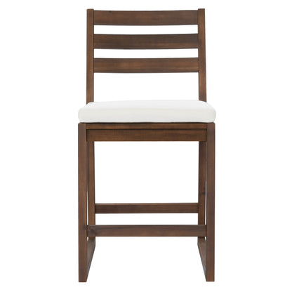 TREXM 5-Piece Rustic Patio Bar Set, Patio Table and Chairs Set with Ergonomic Chairs, Solid Wood Slatted Tabletop for Poolside, Balcony, Backyard, Porch (Mocha+Beige Cushion) image 10