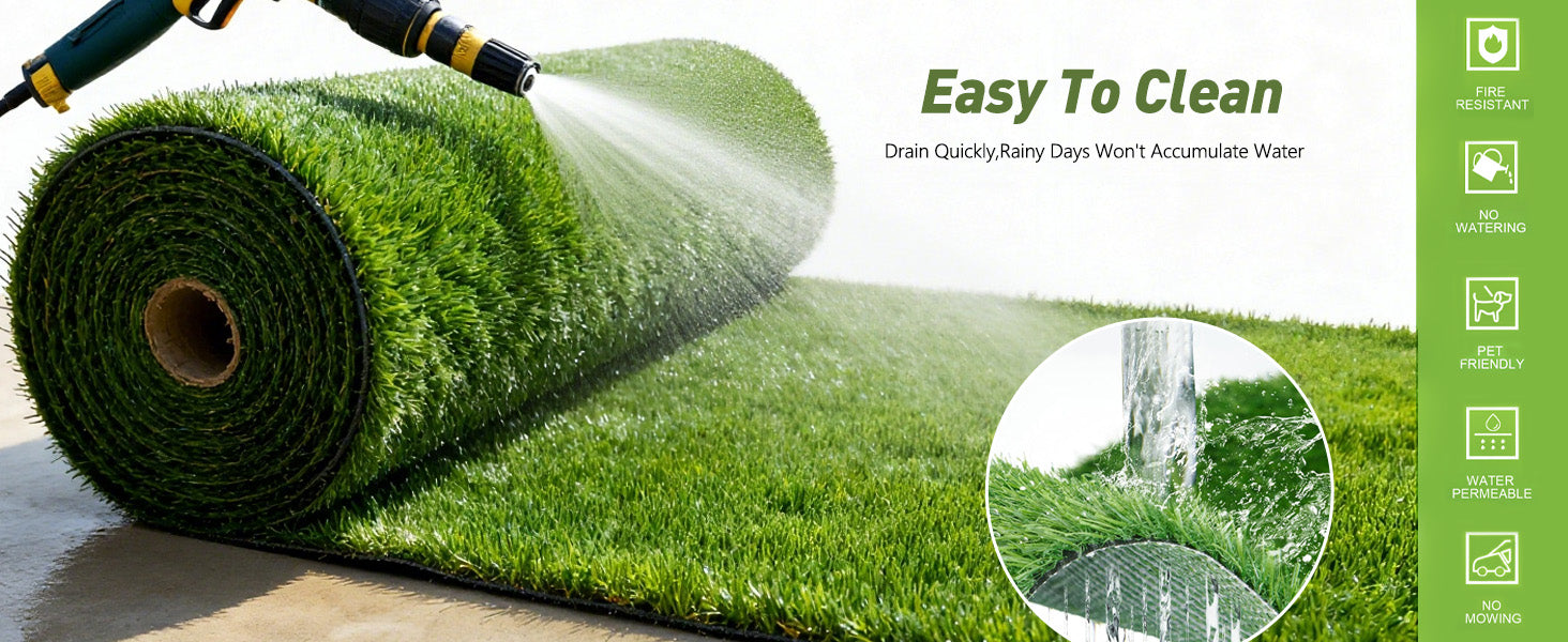 Realistic Deluxe Artificial Grass Synthetic Thick Lawn Turf Carpet (7 FT x15 FT (105 Square FT)) image 5