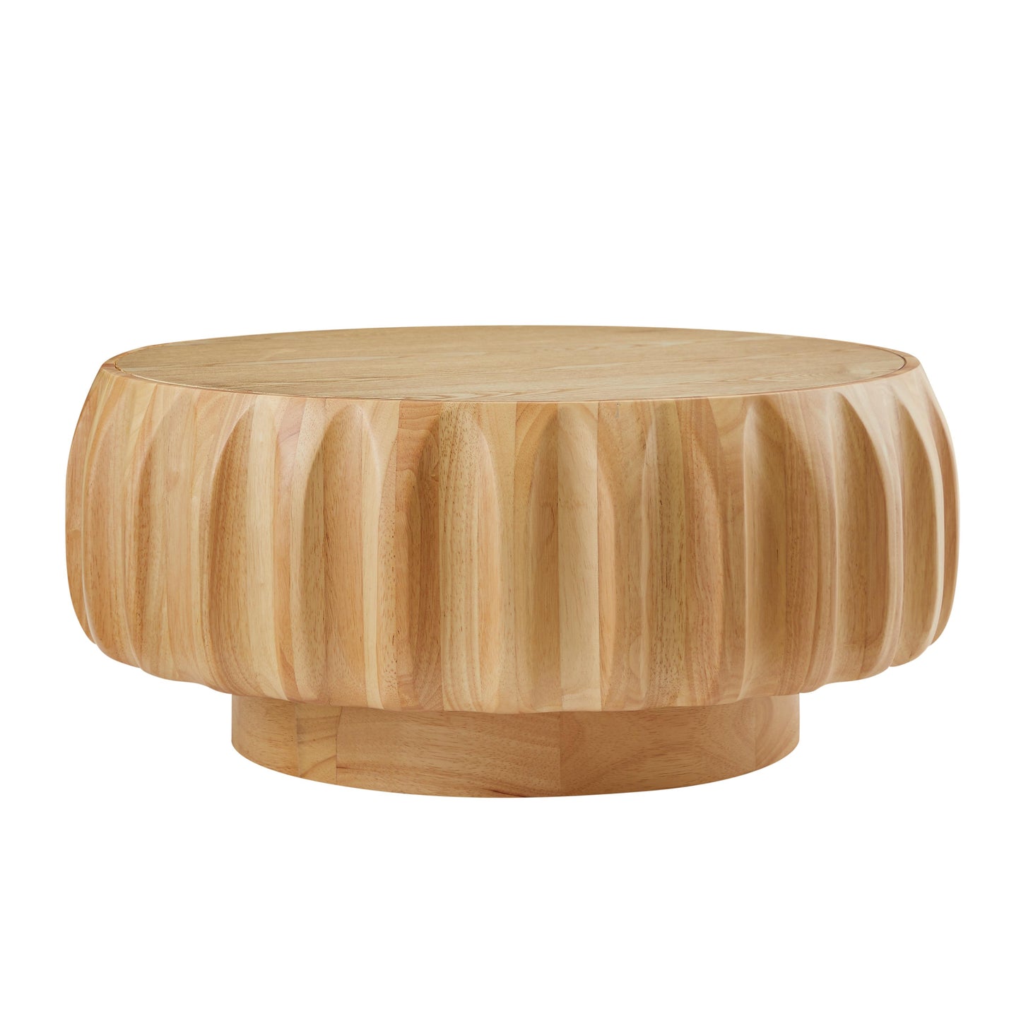 Round Solid Wood Carved Coffee Table with Elegant Sculptural Design image 1