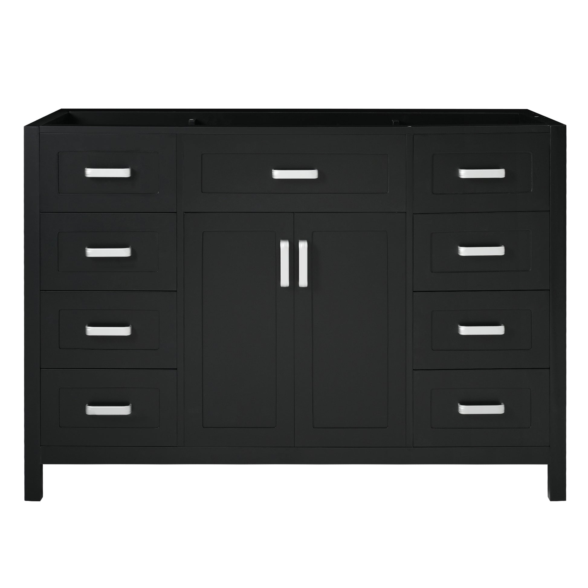 47" Bathroom Vanity without Sink, Cabinet Only, 2 Doors and 8 Drawers, Soft Close System, Classic Design, Black image 8