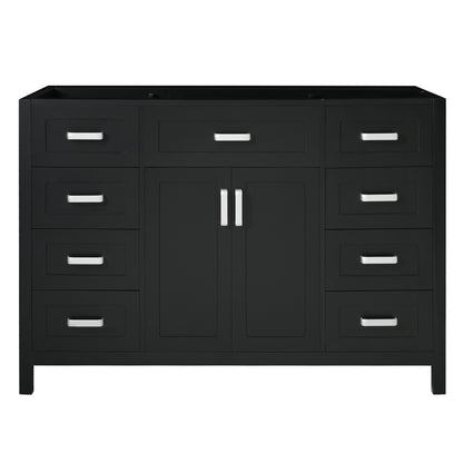 47" Bathroom Vanity without Sink, Cabinet Only, 2 Doors and 8 Drawers, Soft Close System, Classic Design, Black image 8