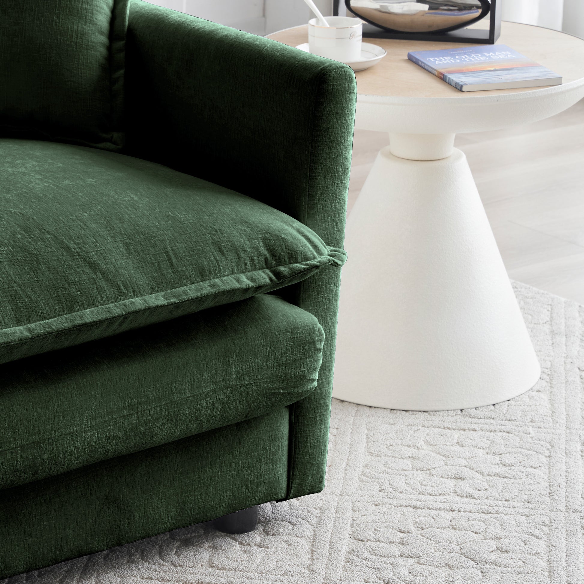 Chenille Fabric Ottomans Footrest to Combine with 2 Seater Sofa, 3 Seater Sofa and 4 Seater Sofa, Green Chenille image 3