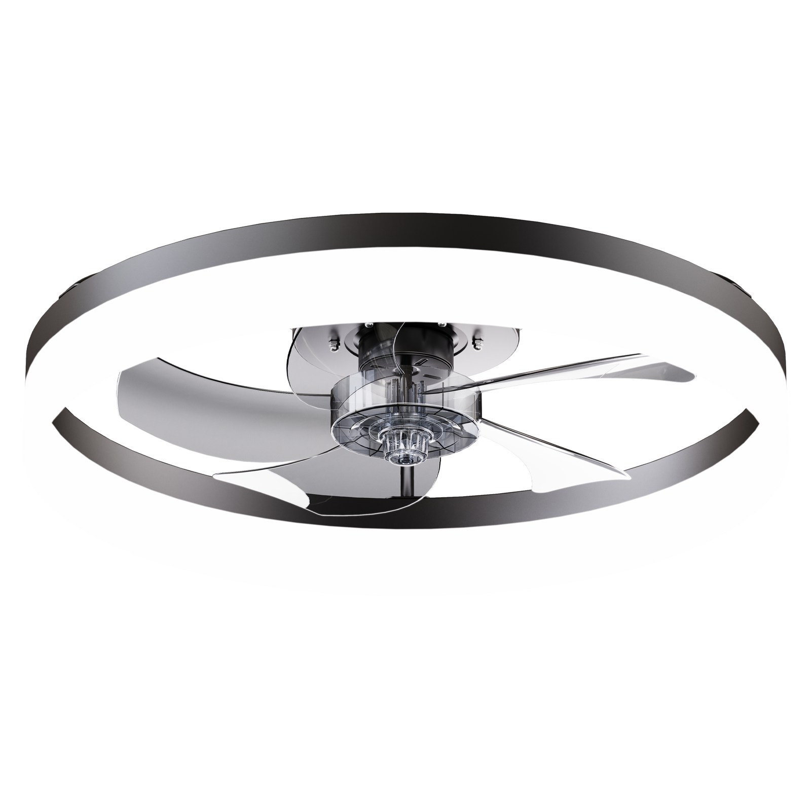19.7'' LED Ceiling Fan Light with Remote & App Control, 6 Speeds, Dimmable, 3000K-6500K, Flush Mount BLACK Fandelier for Bedroom image 9
