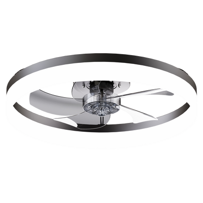 19.7'' LED Ceiling Fan Light with Remote & App Control, 6 Speeds, Dimmable, 3000K-6500K, Flush Mount BLACK Fandelier for Bedroom image 9