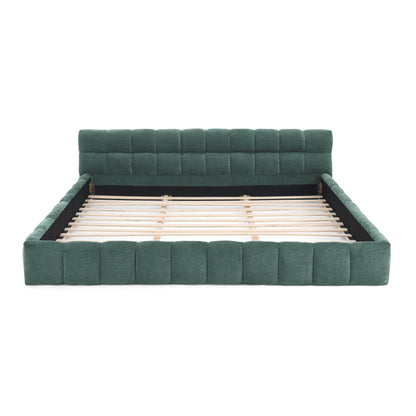 California King size Upholstered Bed Frame with Thick Fabric, Chenille Fabric Grounded California King Platform Bed with Headboard and Solid Frame. No Box Spring Needed-Blue Green-(90.5''*80.5''*31'') image 7
