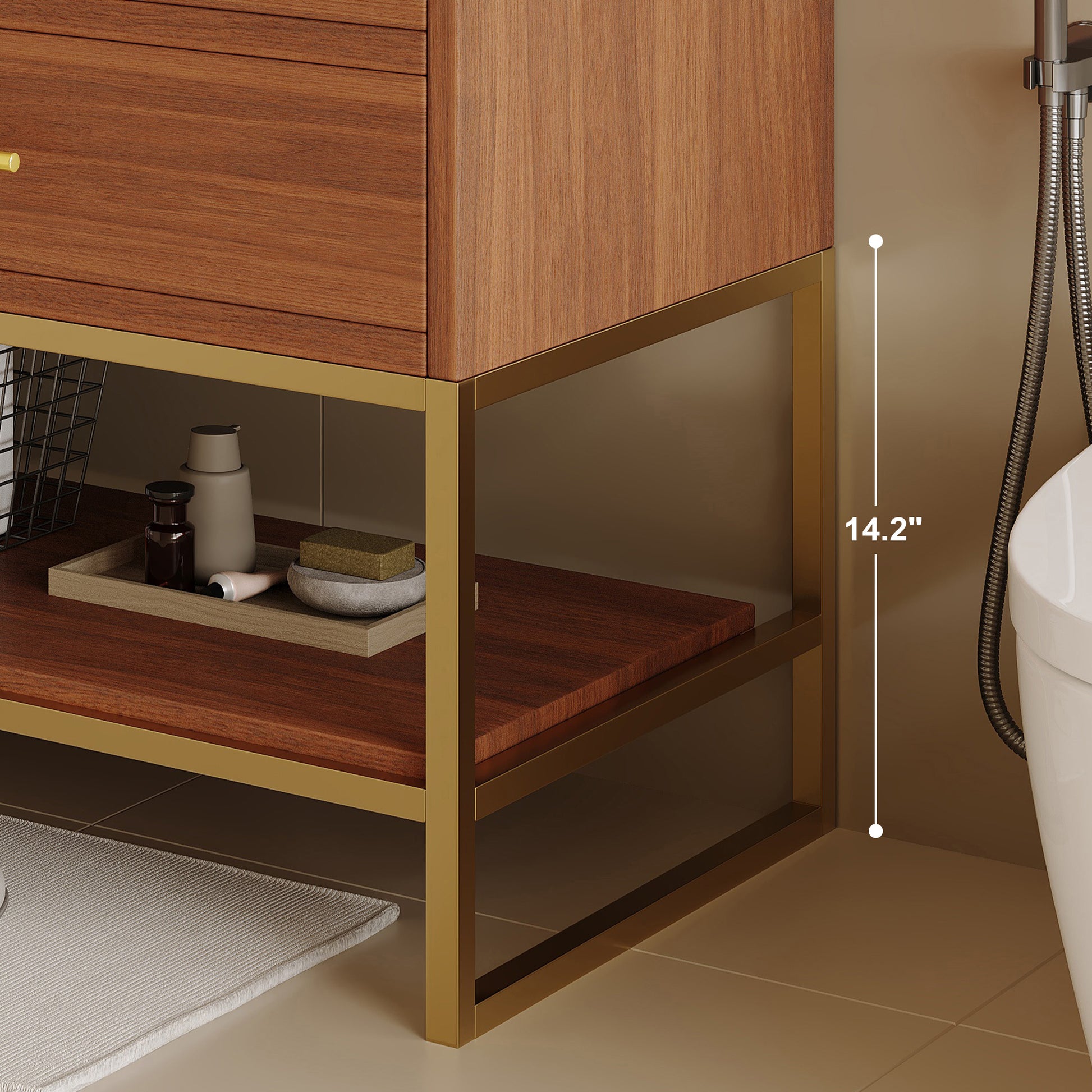 29.9" Modern Free-standing Bathroom Vanity with Sintered Stone Top Ceramic Undermount Sink & Bottom Shelf for Small Bathrooms, Apartment image 12