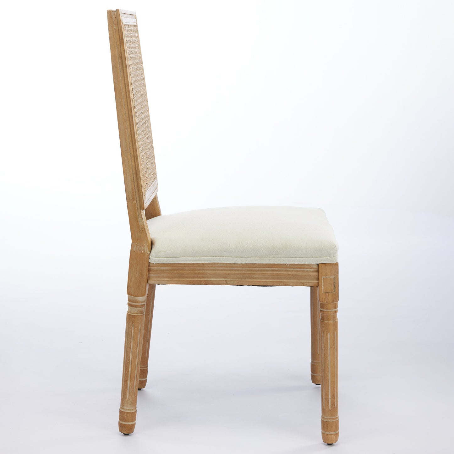 French Decor Chairs Set of 2, Louis Dining Chairs with Square Rattan Backrest and Exquisitely Carved Solid Wood Frame for Living Room, Kitchen, Restaurant,SW1779BG, Beige image 5
