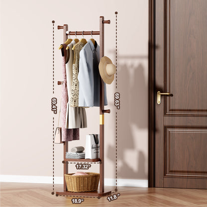 Coat Racks solid wood hanger 23.6* 11*70.8in Solid environmental protection easy to assemble beautiful can be placed in the bedroom/entrance/living room (Walnut) image 5