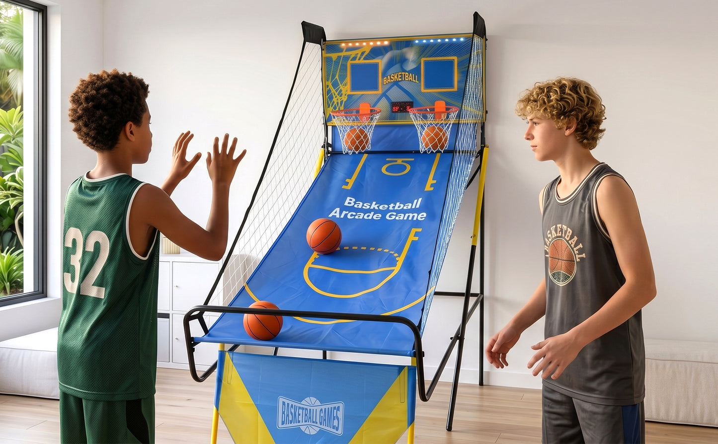 Dual Shot Foldable Basketball Arcade Game, LED Digital Scoreboard, 4 Balls & Pump, Indoor Family Entertainment Game image 3