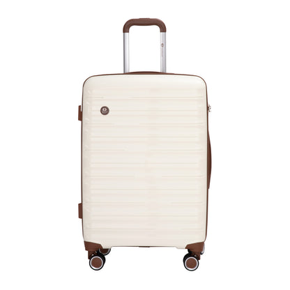 5-Piece Luggage Set,PP Hardshell Luggage Set with TSA Lock and Durable Spinner Wheels (20"24"28 +a travel bag and a toiletry bag,White) image 2