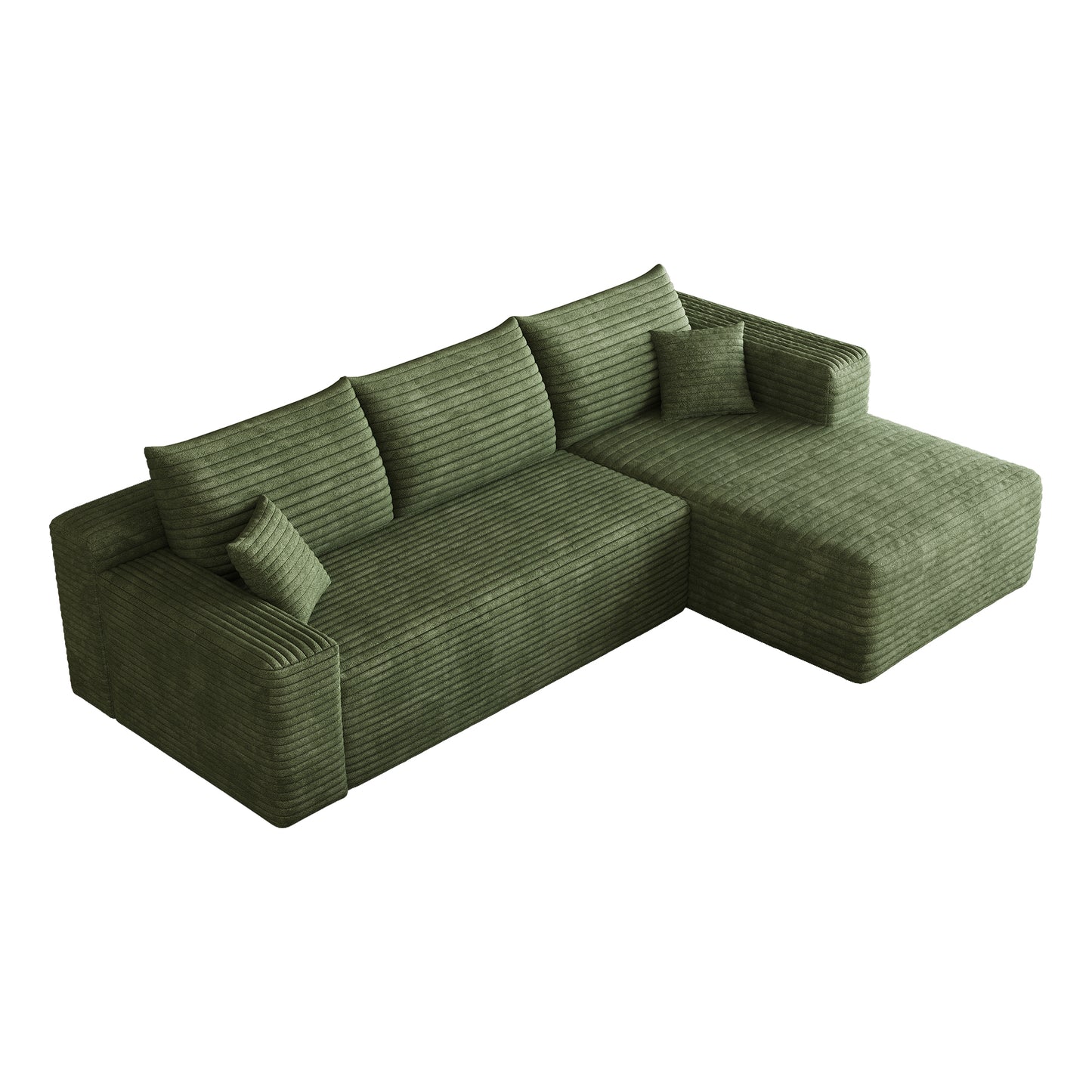 95" Cloud Sectional Sofa,Modern Minimalist Upholstered Couches, Comfort U Shaped Sofa for Living Room,Deep Seat Corner Couch,No Assembly Required,Green((Plush Corduroy Fabric) image 9