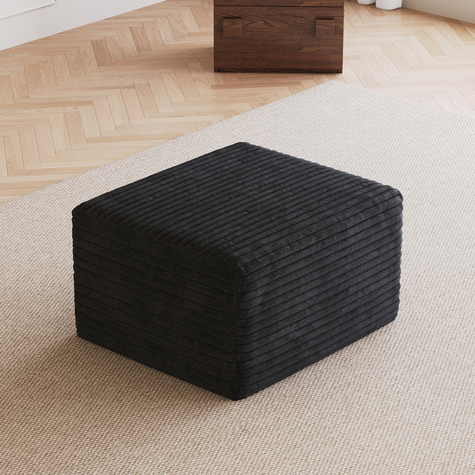 Sofa ottoman,No Assembly Required,Black(Plush Corduroy Fabric) image 2