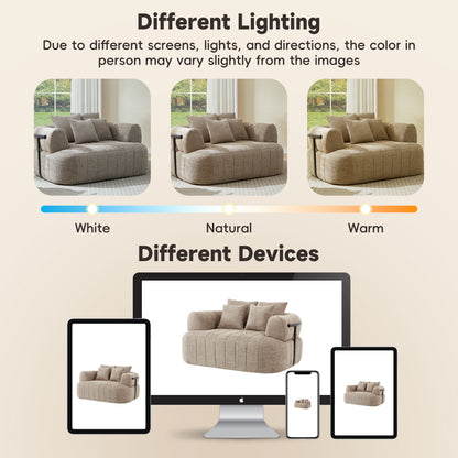 64" Oversized Boneless Chair Chaise Lounge Indoor with Metal Support, Upholstered Boucle Deep Seat Single Cloud Sofa Chair, Cozy Comfy Sofa Bed for Living Room & Bedroom image 12