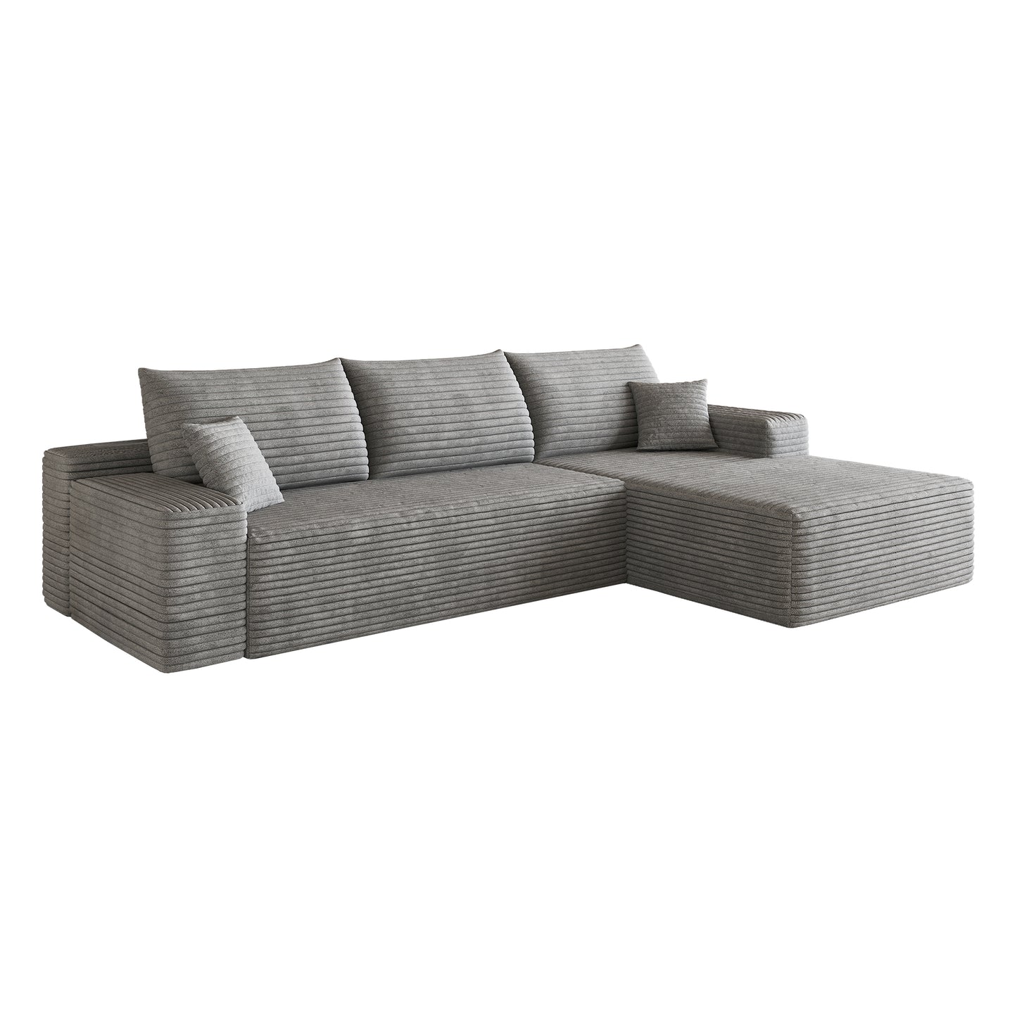 107" Cloud Sectional Couch with L-Shape Chaise,Modern Modular Sofa with Deep Seat, Upholstered Couches for Living Room Bedroom,No Assembly Required, Grey(Plush Corduroy Fabric) image 8