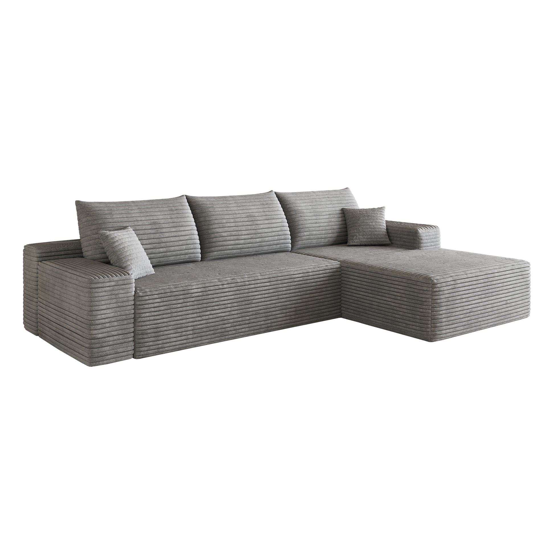 107" Cloud Sectional Couch with L-Shape Chaise,Modern Modular Sofa with Deep Seat, Upholstered Couches for Living Room Bedroom,No Assembly Required, Grey(Plush Corduroy Fabric) image 8