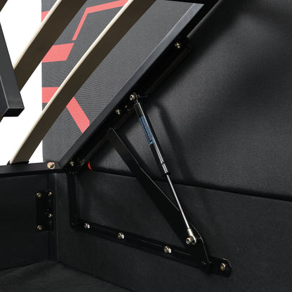 Queen Size Upholstered Gaming Bed with Side-Lift Hydraulic Storage System, Cyberpunk Style Platform Bed with Futuristic Pattern for Gamers & Gen Z, Black+Red image 10