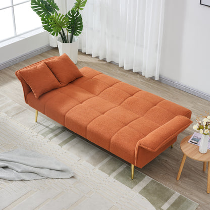 70-inch teddy fleece sofabed, convertible futon sofabed with adjustable arms and backrest, modern love sofa for living room and bedroom. image 6