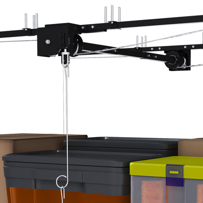 Black Overhead Garage Storage Rack 3x6 FT for High Ceilings 10-12 FT, 370LBS Capacity All-Steel Construction with Safety Lock (Installation Required, Heavy-Duty Garage Organizer) RR image 11