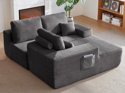 104" Cloud Sectional Sofa with L-Shape Chaise and Side Pockets, Modern Modular Design, Deep Seating, Upholstered Couch for Living Room/Bedroom, No Assembly Required (Plush Fabric), Grey, Left-facing image 4