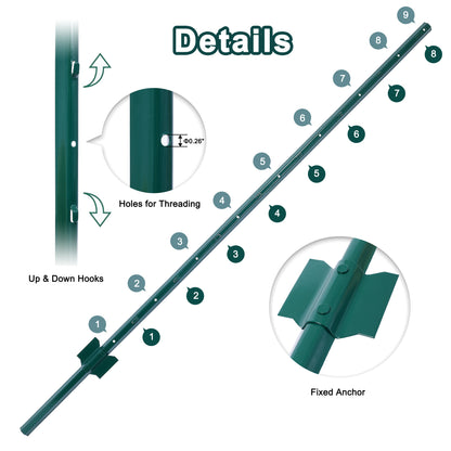Fence Posts 5Feet - 5Pack, Heavy Duty Metal Fence Post with U-Channel, Steel Fence U-Post for Holding Garden Wire Fence, Corner Anchor Posts etc. image 2