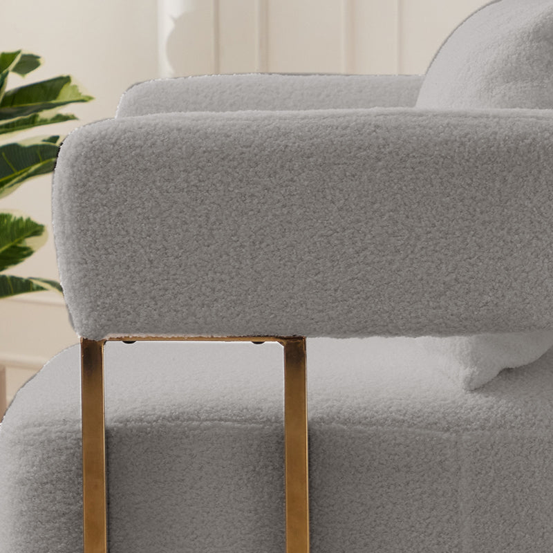 TS Modern decorative chair, living room side chair with gold metal legs, no wheels, suitable for dressing area, reception room, office,Teddy fleece upholstered metal foot sofas 2PCS Grey image 5