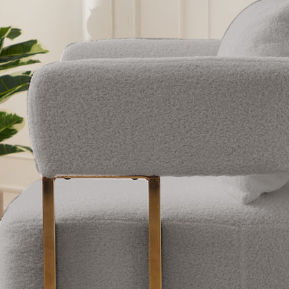 TS Modern decorative chair, living room side chair with gold metal legs, no wheels, suitable for dressing area, reception room, office,Teddy fleece upholstered metal foot sofas 2PCS Grey image 5