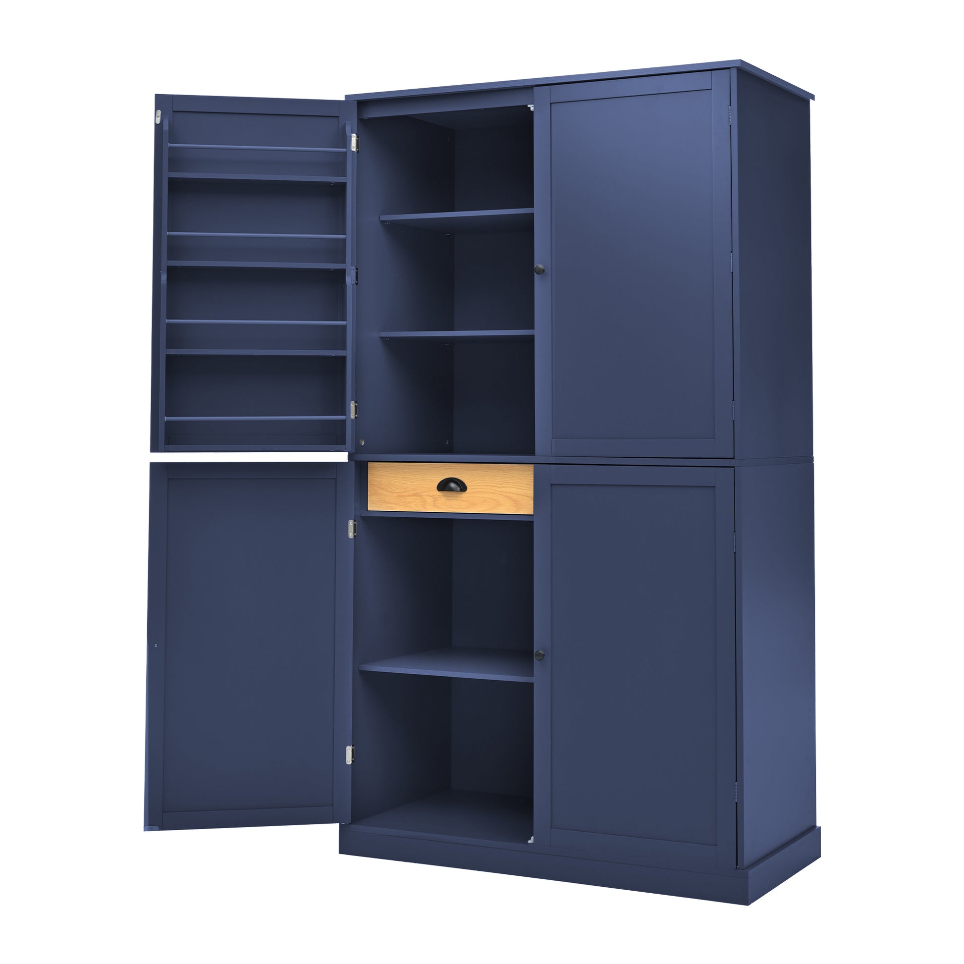 [Assembly Video Provided]TOPMAX 40.2x20x71.3inch High Freestanding Kitchen Pantry Large Cupboard Storage Cabinet with 2 Drawers, 2 Adjustable Shelves, 8 Door Shelves for Kitchen, Dining Room,Blue image 9