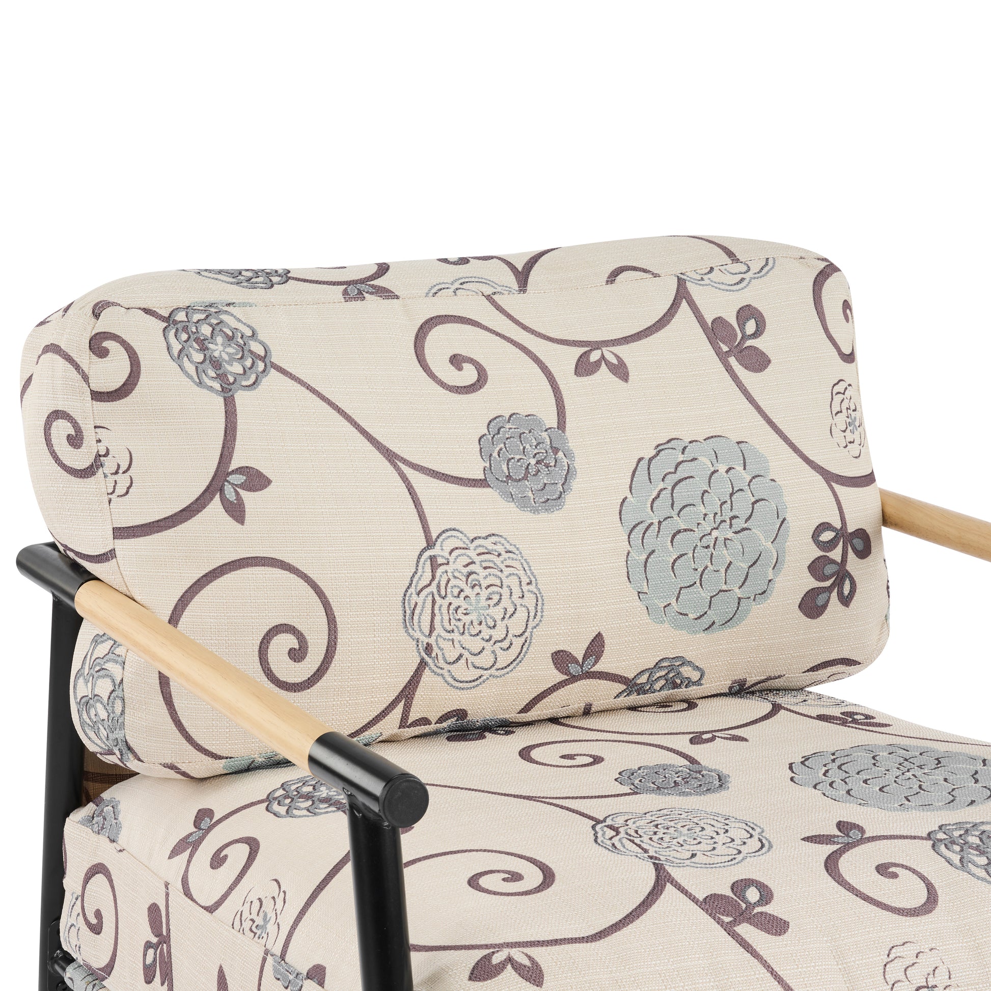 27.56" Modern Accent Chair with Plush Cushions, Minimalist Metal Frame, and Wooden Armrest Design – Perfect for Cozy Living Room, Bedroom, or Office Seating image 3