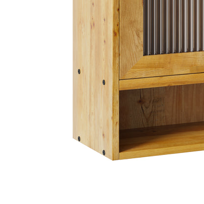 35.4"Retro 2 Door Sliding Cabinet Three Layers of Storage Space,Suitable for Bathrooms,Kitchens,Dining Rooms,Natural image 9