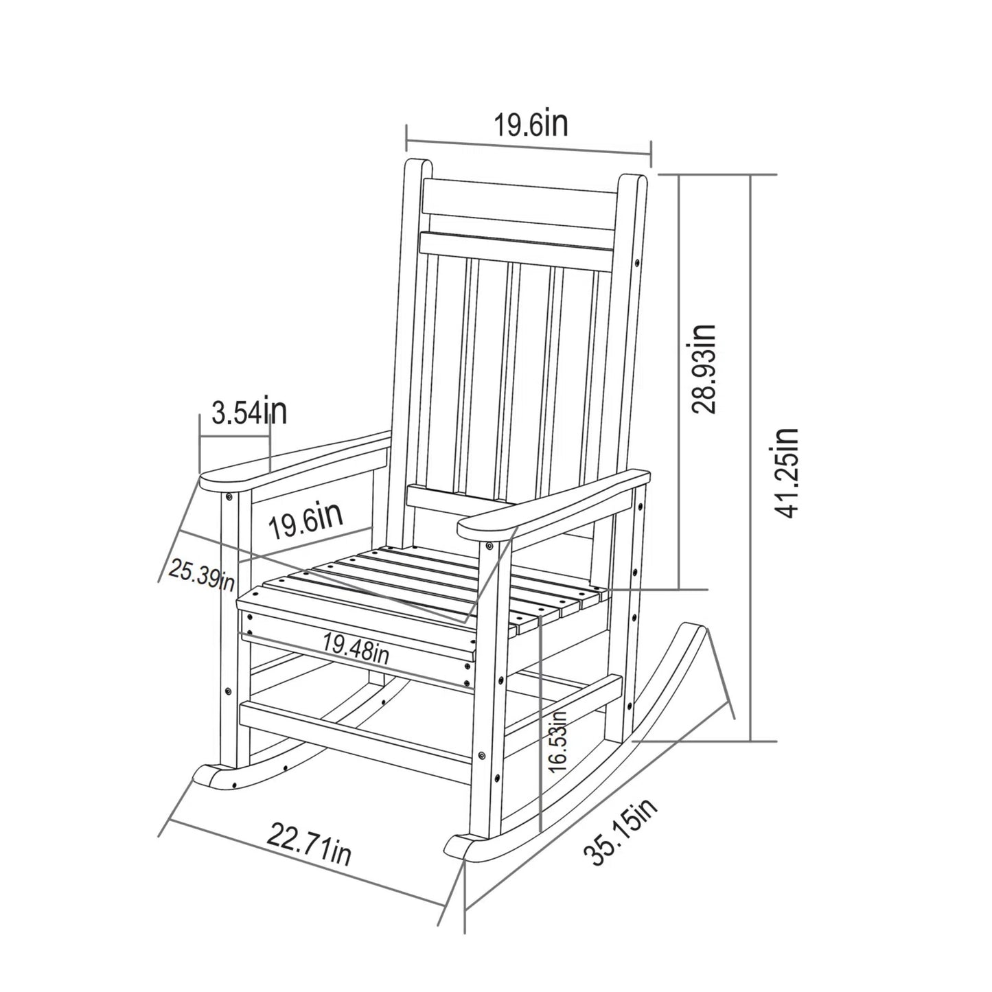 All Weather Rocking Chair Set with Side Table, 3-Piece Rocking Chair Set with Wood-Texture, Grey(includes 2 Rocking Chairs and 1 Table) image 8