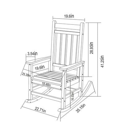 All Weather Rocking Chair Set with Side Table, 3-Piece Rocking Chair Set with Wood-Texture, Grey(includes 2 Rocking Chairs and 1 Table) image 8