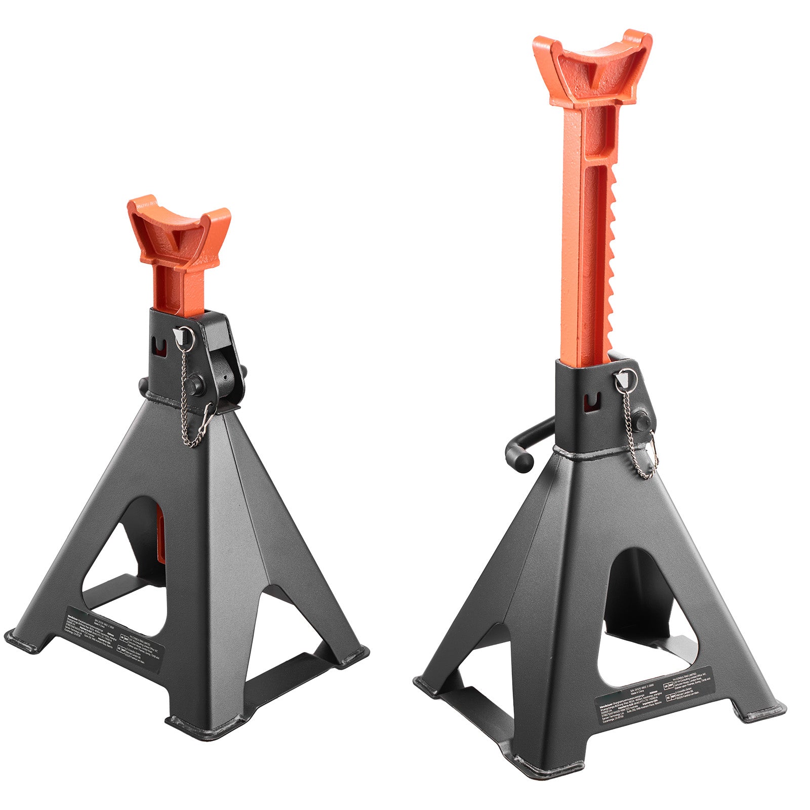 Jack Stands, 6 Ton (13,000 lbs) Capacity, 14.6-22.8 in Adjustable Height, Heavy Duty Steel Jack Auto Stands with Double Locking, for Lifting RV, Small Truck, Car, SUV, 1 Pair, Black and Orange image 10