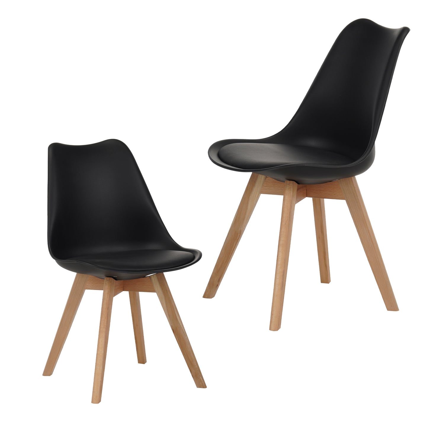 Set of four dining chairs, medieval modern style dining chairs for kitchen and dining room, with wooden legs, black image 7