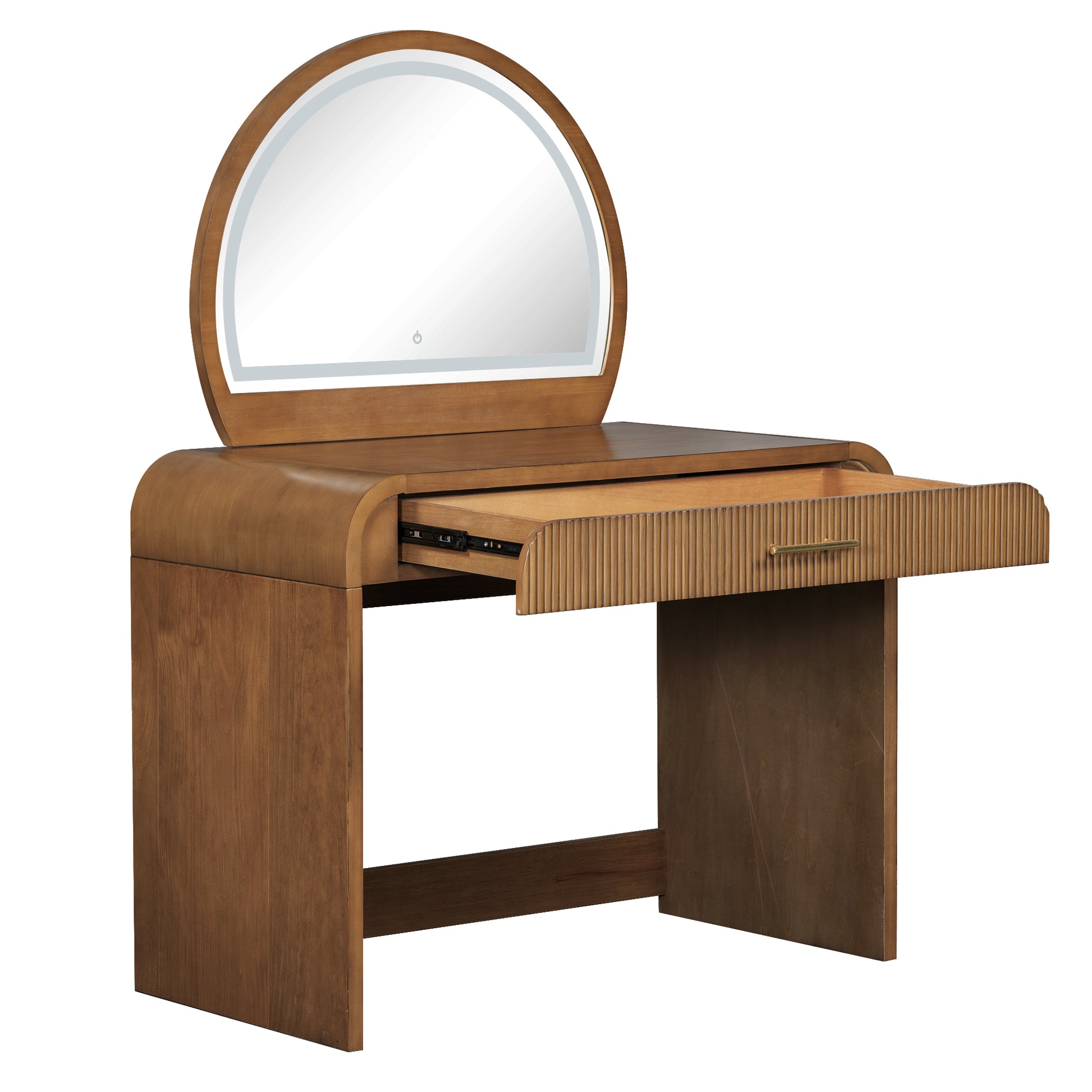 39" Makeup Vanity Table with Mirror Touch Screen Lighted Mirror, Dressing Table with Drawer for Bedroom, Espresso image 11