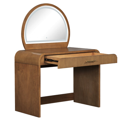 39" Makeup Vanity Table with Mirror Touch Screen Lighted Mirror, Dressing Table with Drawer for Bedroom, Espresso image 11