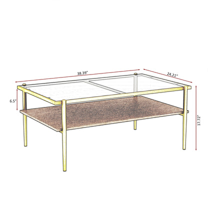 Rectangle Coffee Table with Gray Tempered Glass top and Golden Legs, Modern Table for Living Room image 4