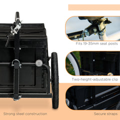 Aosom Bike Cargo Trailer, Bicycle Trailer Wagon Cart with Removable Storage Box, Quick Release 16" Wheels and Safe Reflectors, No Bottom