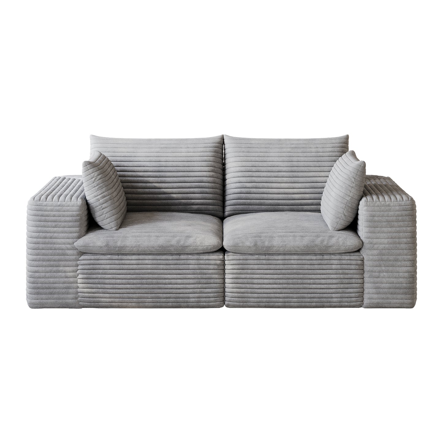 71" Cloud Sofa,Corduroy Fabric,Deep Seat Couches,Double-layer design,Removable Cushion,No Assembly, DIY Combination for Living room, Bedroom,Conference room,Apartment,Grey image 7