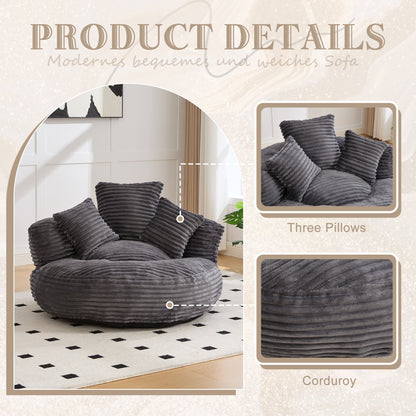 Bean Bag Chairs, Bean Bag Sofa for Adults, Kids,Oversized Corduroy Bean Bag Chair with 3 Pillows & Armrest,Beanbag Chair & Lazy Sofa with Foam Filler for Bedroom Living Room Dorm image 4