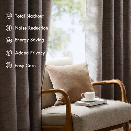 2 Pieces 52x84" 100% Polyester Total Blackout Window Panel,White image 9