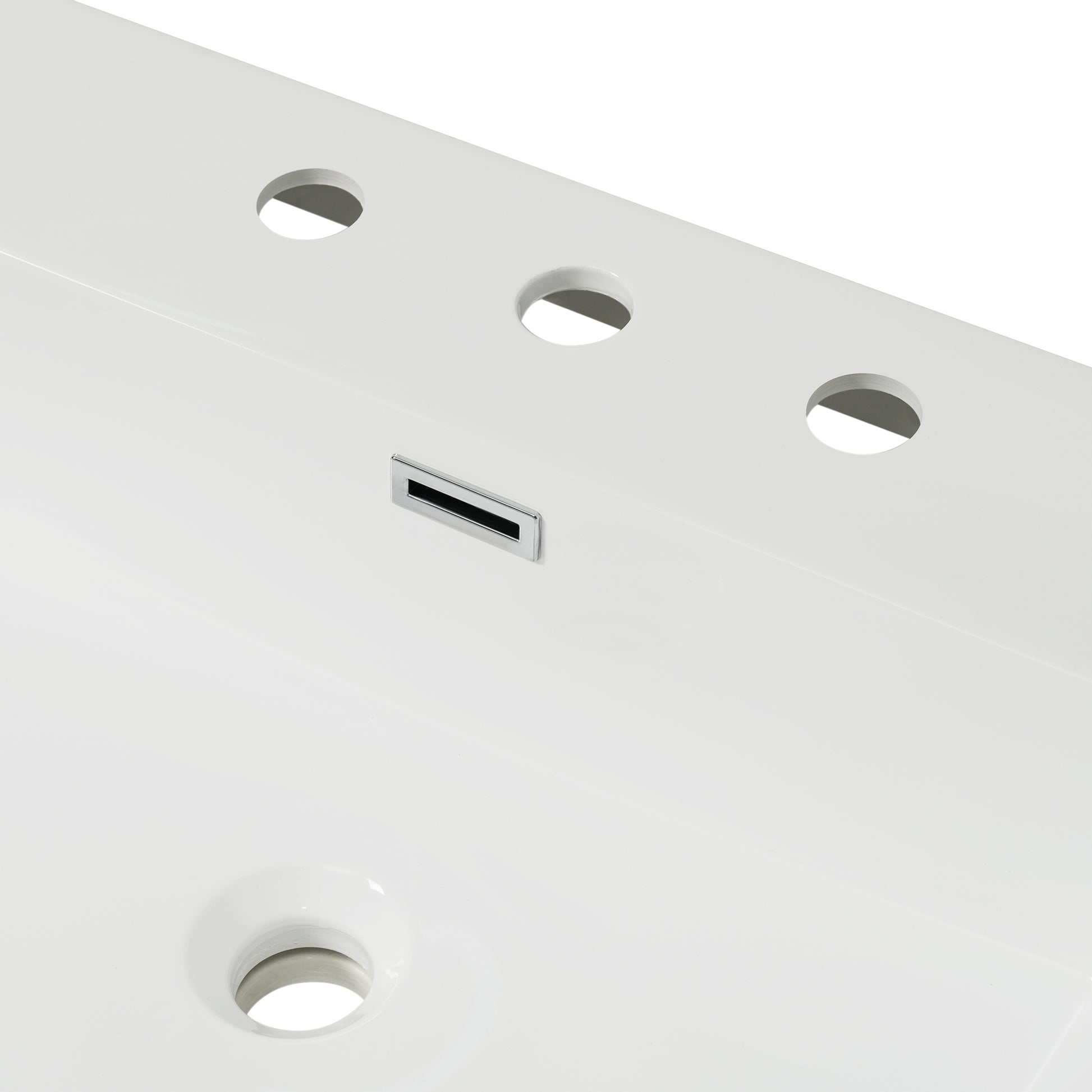48" Resin Basin for Bathroom Vanity, Bathroom Sinks with 3-Faucet Holes, Vanity Top only, Bright White image 5