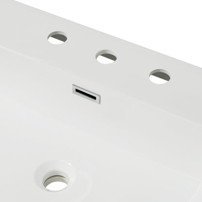 48" Resin Basin for Bathroom Vanity, Bathroom Sinks with 3-Faucet Holes, Vanity Top only, Bright White image 5