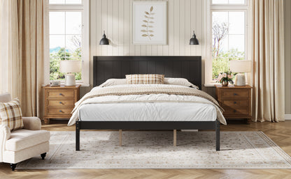 Platform Bed Frame with Headboard, Wood Slat Support, No Box Spring Needed,King,Espresso image 4