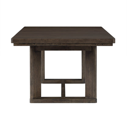 Dark Oak Trestle Dining Table with Leaf image 4