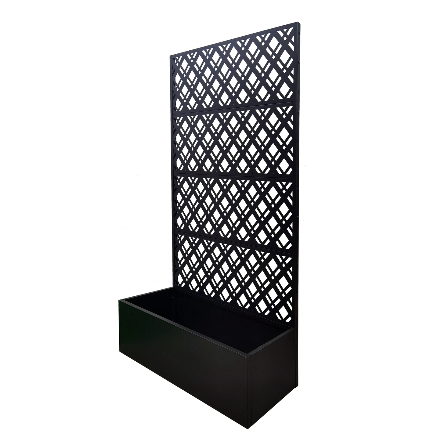 Metal Planter Raised Garden Bed with Trellis 70.9in H x 43.3in W x 15.8in D - Garden Box for Climbing Plants Flowers Vegetable with Drainage Holes, Rhombus Black image 9