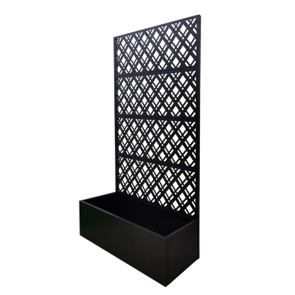 Metal Planter Raised Garden Bed with Trellis 70.9in H x 43.3in W x 15.8in D - Garden Box for Climbing Plants Flowers Vegetable with Drainage Holes, Rhombus Black image 9