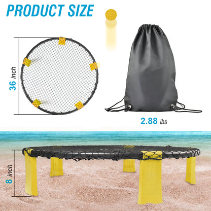 Outdoor Roundnet Game Set, Portable Beach Ball Game with 2 Balls, Sturdy Playing Net & Carry Bag, Classic Family Entertainment Game for Beach, Backyard, Lawn, Park, Camping and Gathering image 2