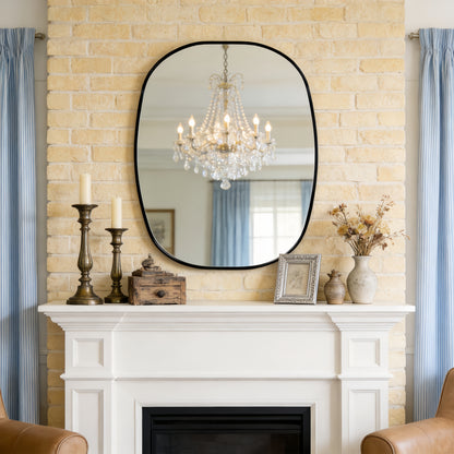 24x32 in Black Metal Framed Oval Vanity Bathrrom Mirror for Wall image 4