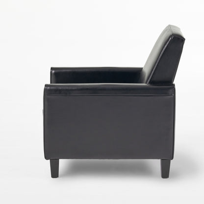 27.5" Push Back Recliner Chair Upholstered Recliner Armchair with Solid Beech Wood Legs for Living Room and Bedroom(Old SKU:52422.00PUBLK), Black image 11